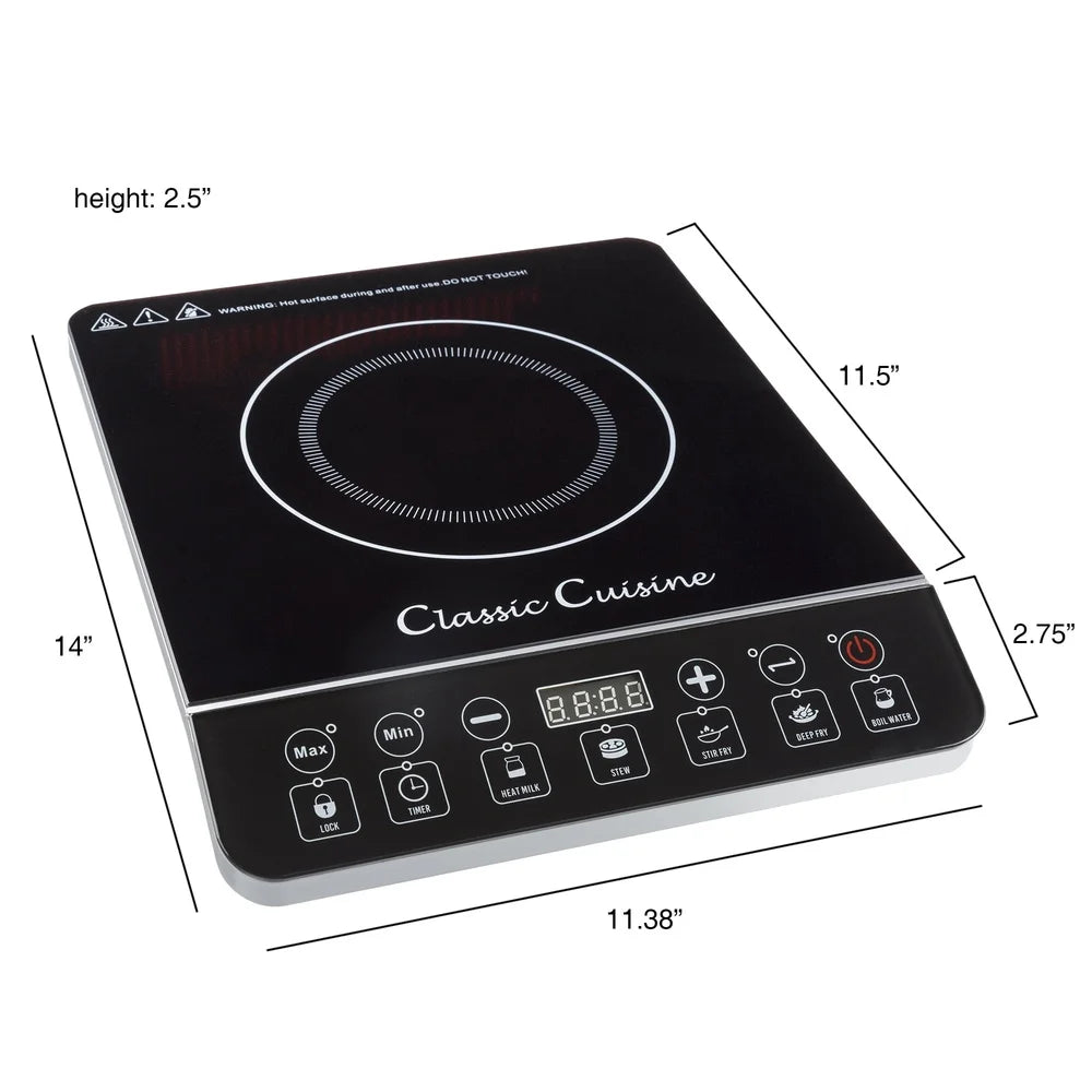 Portable Induction Cooker 1800W Electric Cooktop Burner – Safety Lock, Auto Shut-Off, 10 Power Settings, Compact Cooking Stove