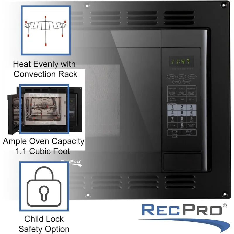 RecPro RV Convection Microwave – 1.1 cu. ft Black, 120V | Direct Replacement for High Pointe & Greystone