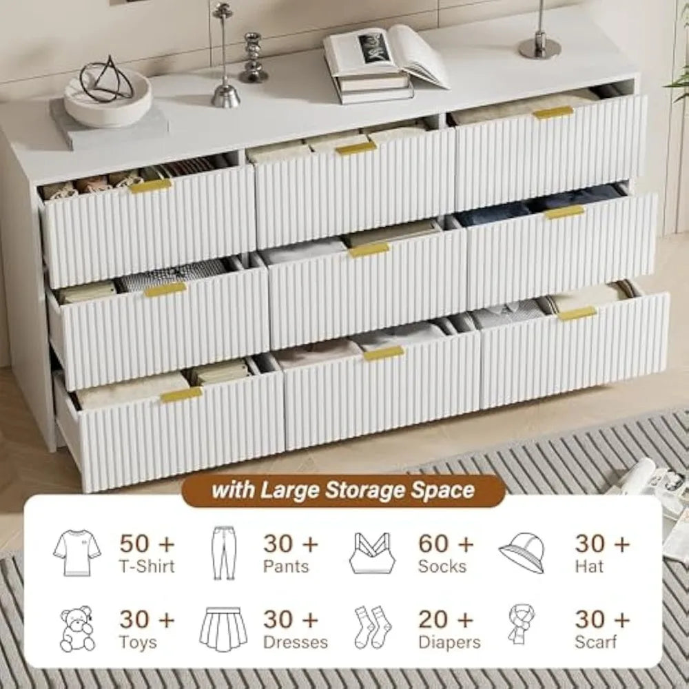 Drawer Dresser with LED Lighting & Built-in Power Outlet