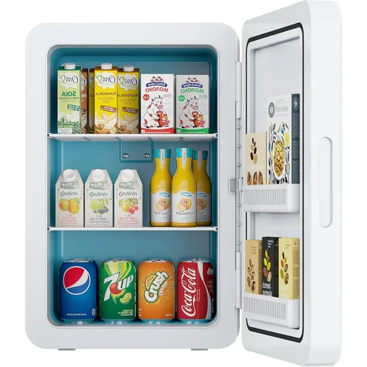 22L Mini Fridge – 30-Can Portable Cooler & Warmer with Glass Door, 12V DC for Car, Office & Bedroom (White)