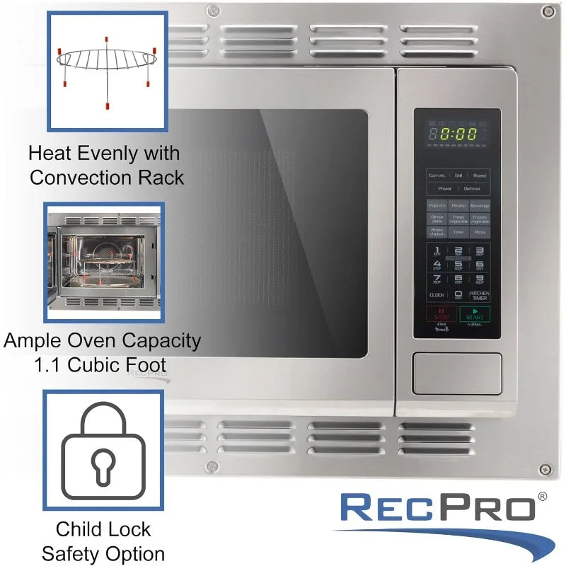 RecPro RV Convection Microwave – 1.1 cu. ft Stainless Steel 120V Appliance | Direct Replacement