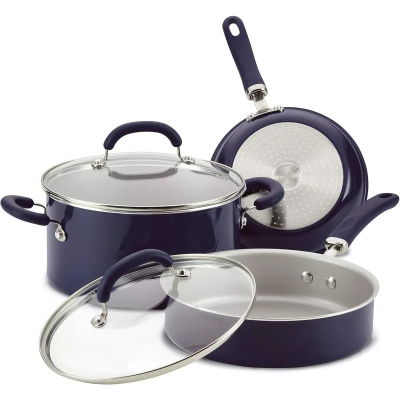 Rachael Ray Create Delicious Nonstick Cookware Pots and Pans Set, 13 Piece, Purple Shimmer