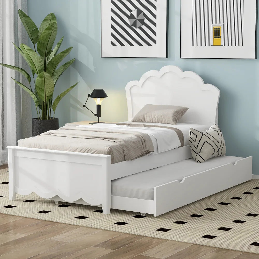 Nordic Luxury Wooden Bed Frame – Queen/Double Size | Minimalist Modern White Bedroom Furniture