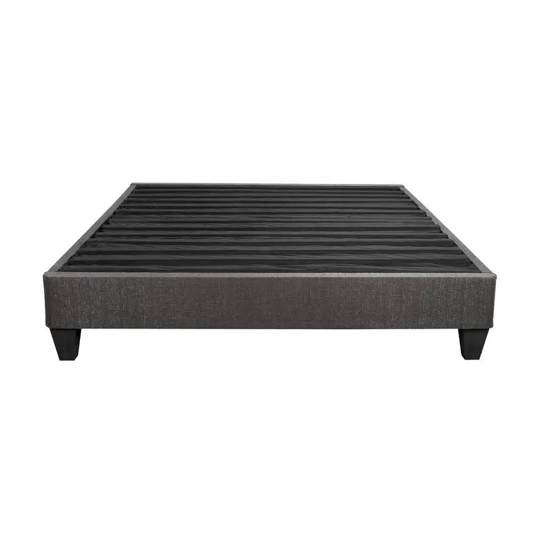 Twin XL Upholstered Platform Bed Frame, Dark Grey, Modern Easy-Assembly Design