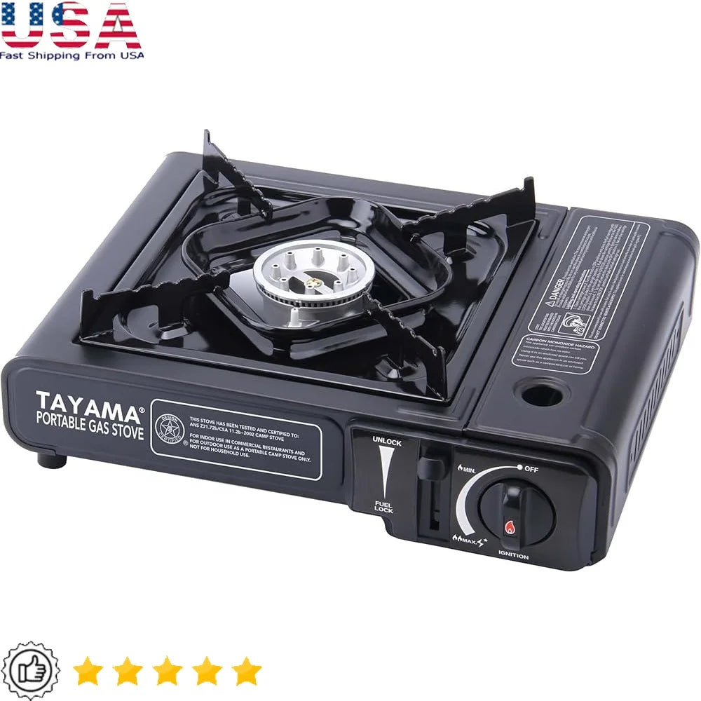 Portable Butane Gas Camping Stove – 8,000 BTU with Automatic Ignition, Carrying Case & User Manual