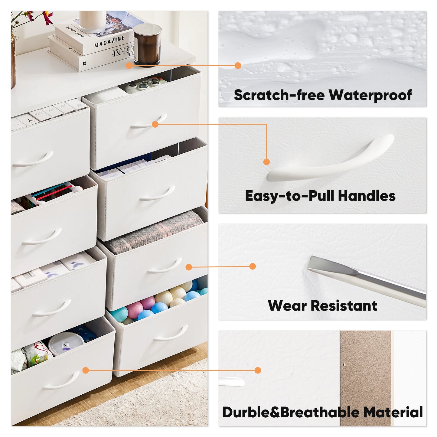 JHK Children’s Wardrobe with 8 Fabric Drawers – Bedroom Storage Cabinet with Steel Frame | Clothes Closet & Home Furniture Organizer