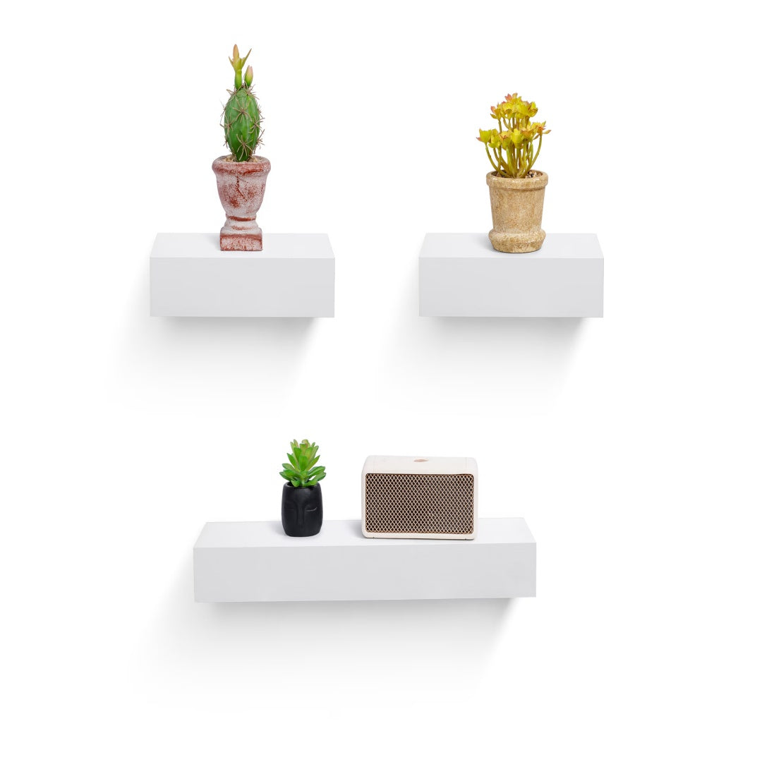 Floating Shelves  17.72 Wall Mounted Wood Shelves For Bathroom, Bedroom, Living Room, Kitchen, Hanging Shelf For Books Storage Decor With Invisible Brackets, White