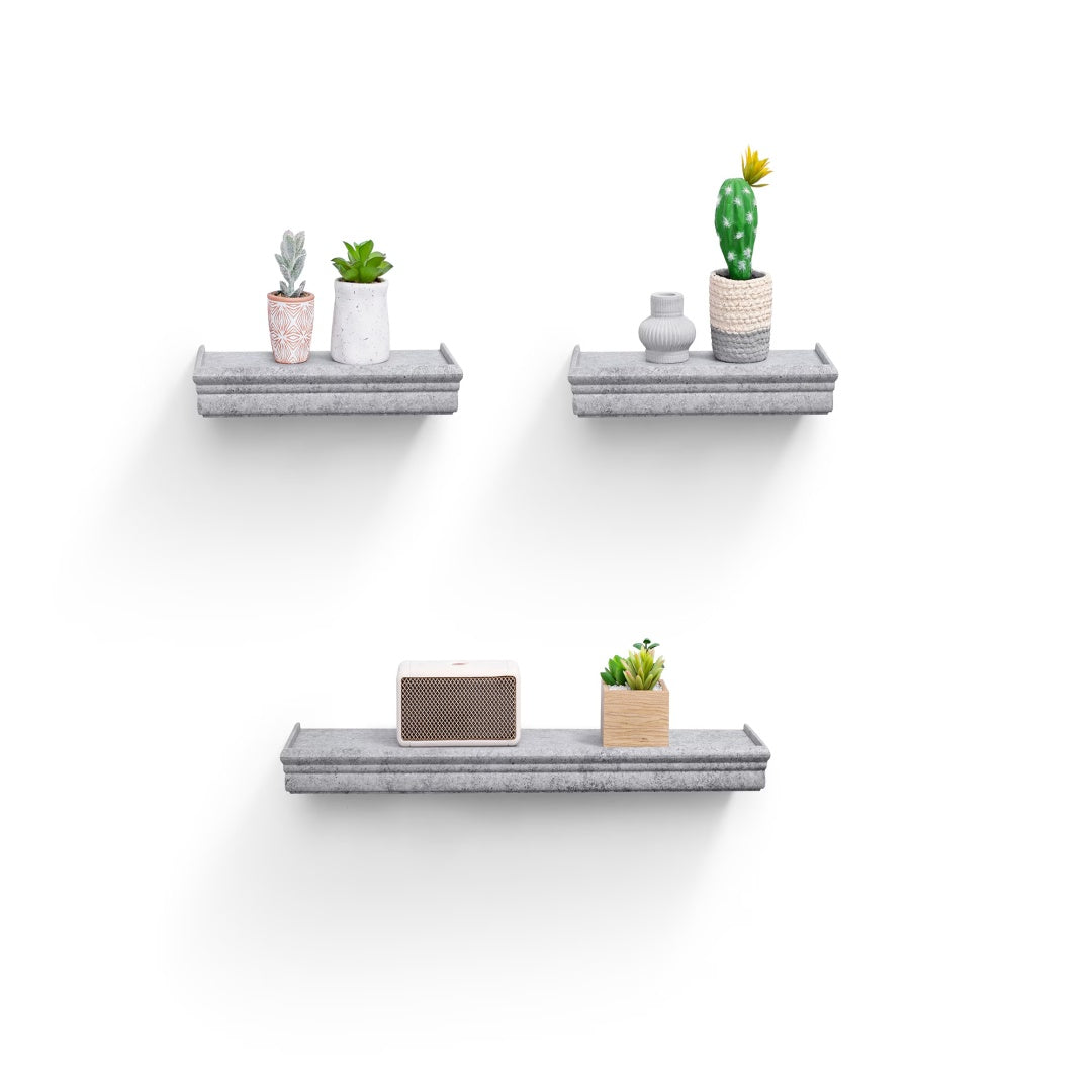 Floating Shelves  23.6 Wall Mounted Wood Shelves For Bathroom, Bedroom, Living Room, Kitchen, Hanging Shelf For Books Storage Decor With Invisible Brackets, Gray