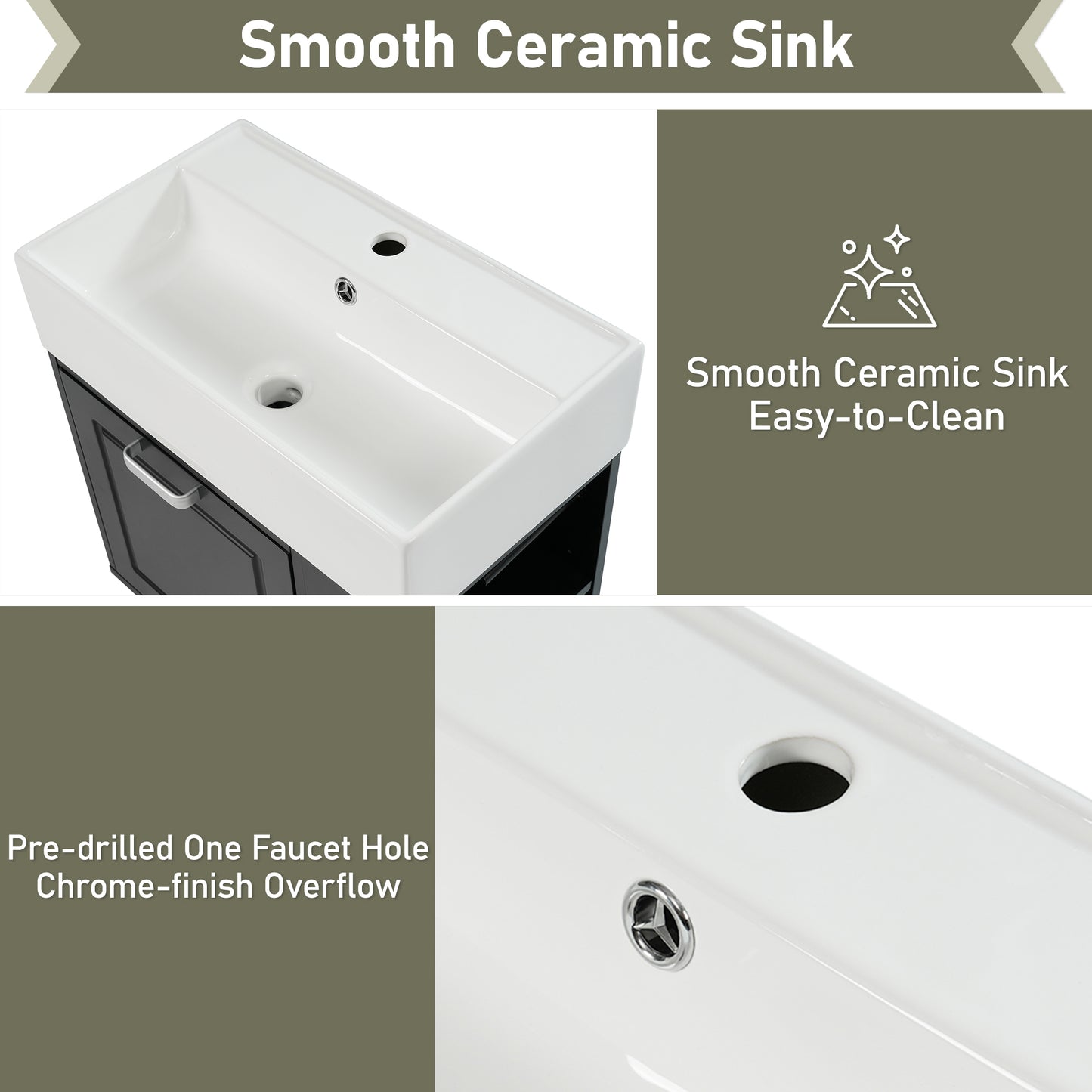 21.8 Inch Bathroom Vanity With Sink, Wall Mounted Floating Cabinet, One Big Drawer, Adjustable Shelf, Toilet Paper Holder, Soft-Close System, Black