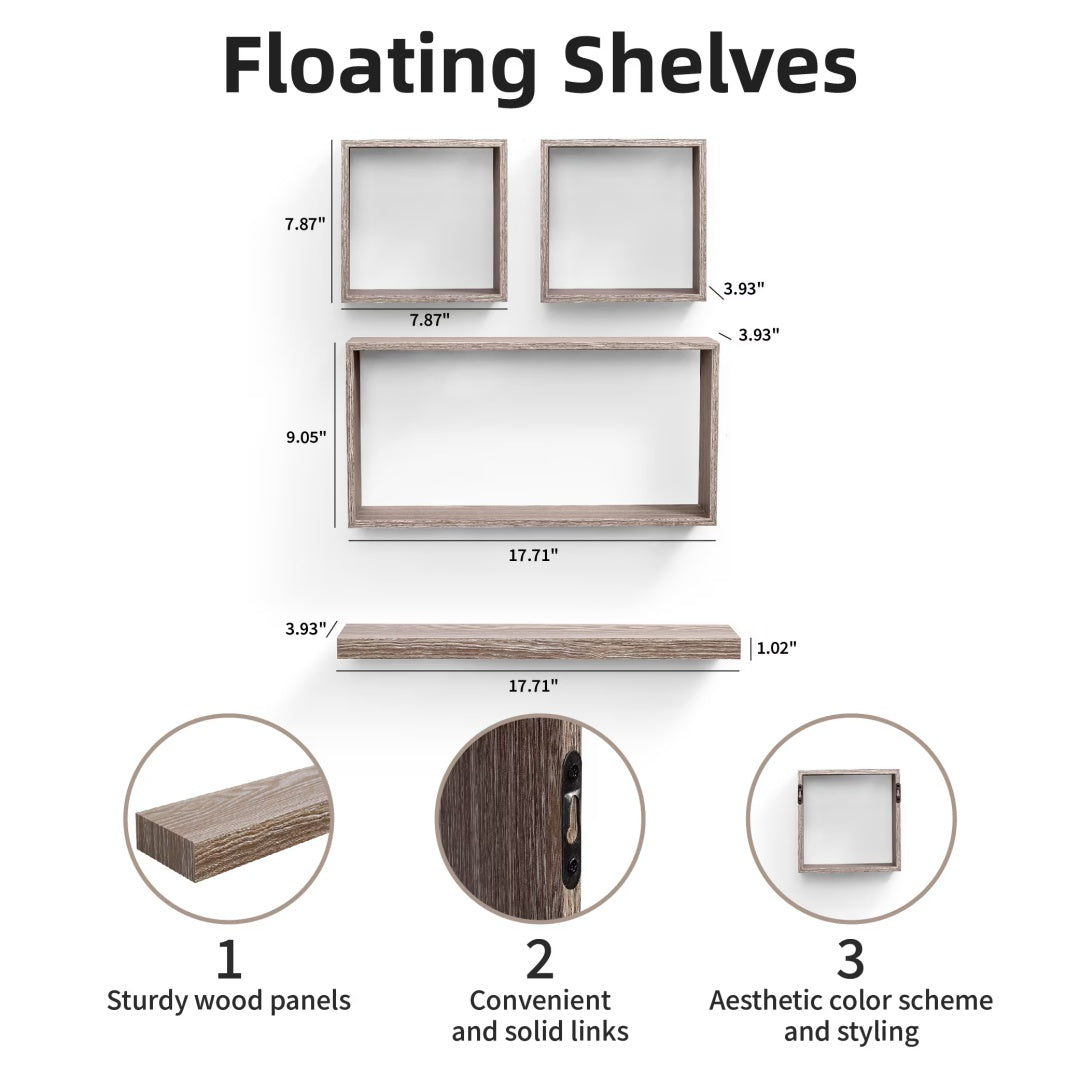 Floating Shelves  17.72 Wall Mounted Wood Shelves For Bathroom, Bedroom, Living Room, Kitchen, Hanging Shelf For Books Storage Decor With Invisible Brackets, Maple