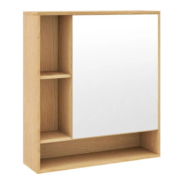 2 In 1 Mirrored Bathroom Wall Cabinet, Space-Saving Medicine Cabinet With Hidden Storage & Shelves - Natural