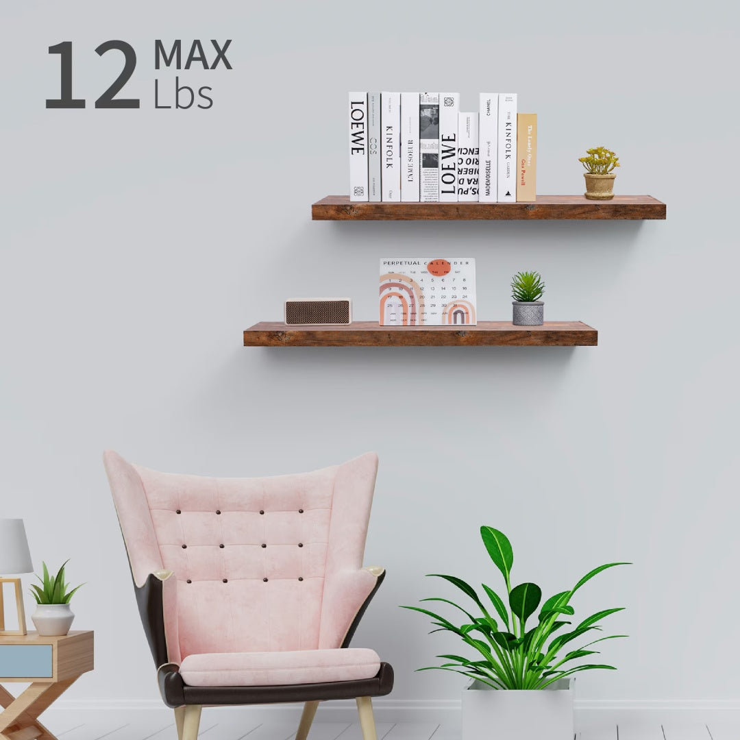 Floating Shelves  18.11 Wall Mounted Wood Shelves For Bathroom, Bedroom, Living Room, Kitchen, Hanging Shelf For Books Storage Decor With Invisible Brackets, Black