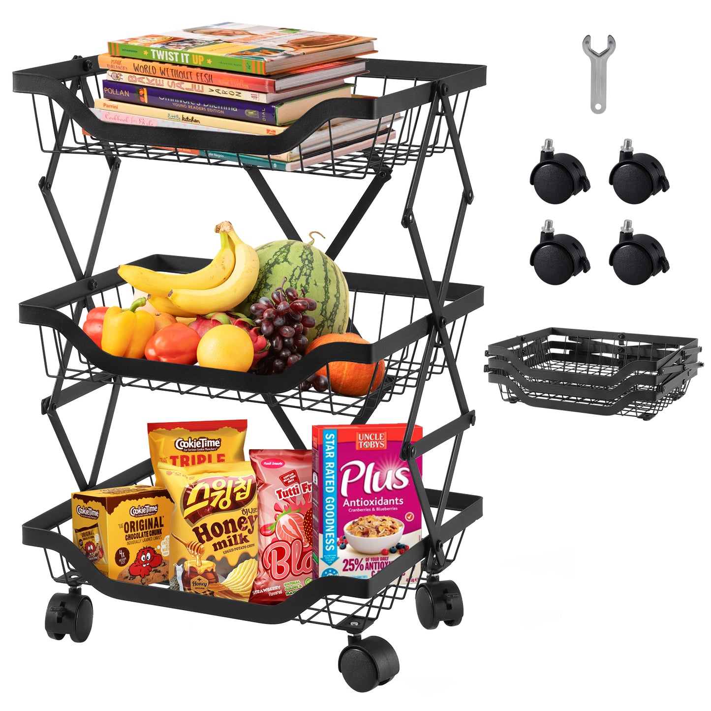 Kitchen Storage Rack Floor-Folding Vegetable Rack Multi-Layer Gap Vegetable And Fruit Basket Household Kitchen Storage Shelf