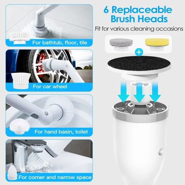 PowerClean™ Electric Spin Scrubber – Cordless Deep Cleaning Brush (6 Heads)