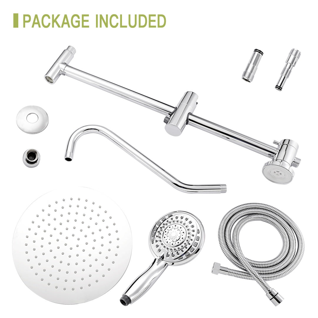 Shower Set  10inch Overhead Shower And Hand Shower, Round Shower Set, Dual Shower Heads, Chrome