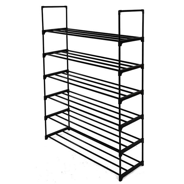 13 Tubes, One Layer, Four Tube, Six Layer Shoe Rack, Black