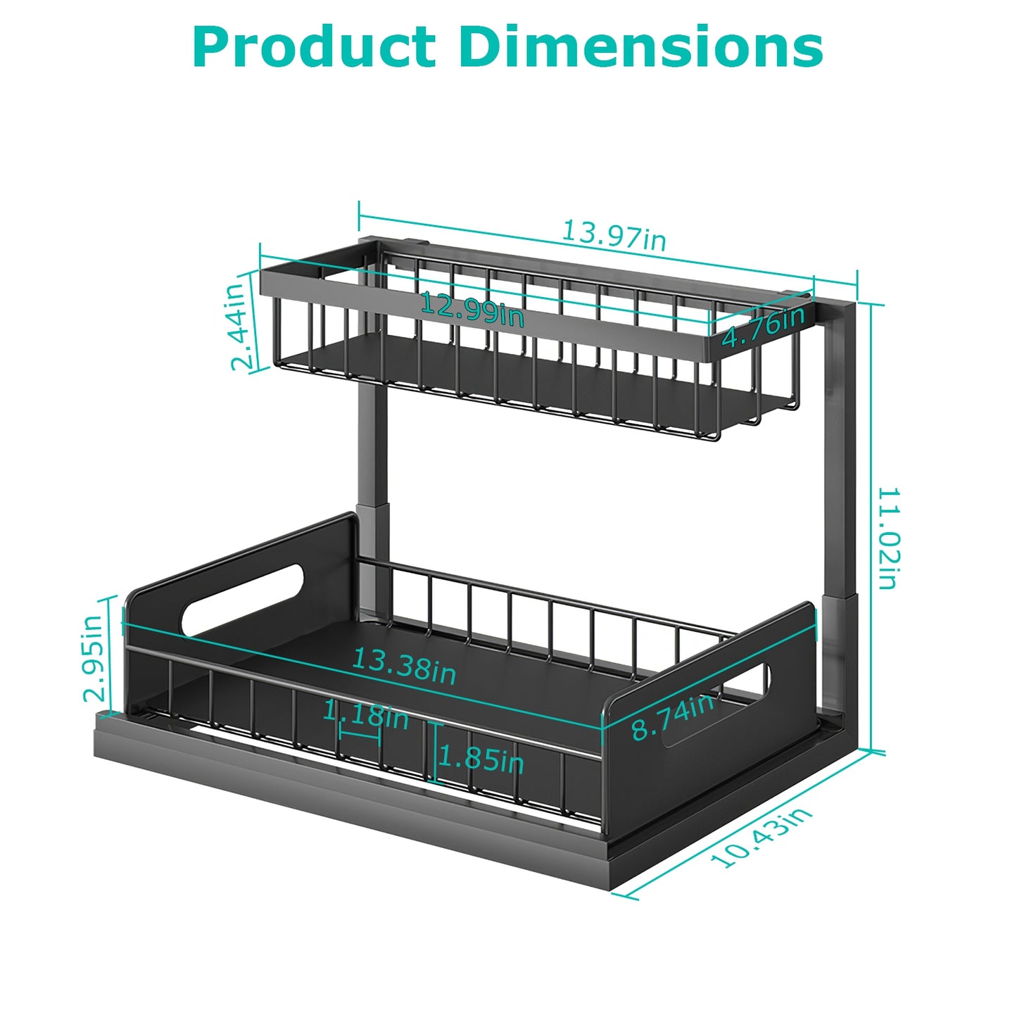 Under Sink Organizer 2-Tier Pull-Out Storage Rack – Space Saving Kitchen & Bathroom Organizer