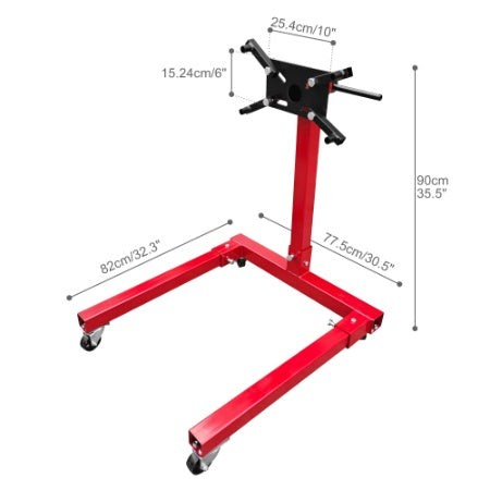 Engine Stand 1250LBS Capacity, 360 Degree Rotating Engine Run Stand With 4-Casters, Heavy Duty Motorcycle Engine Stand For Auto Repair, Vehicle Maintenance, Red