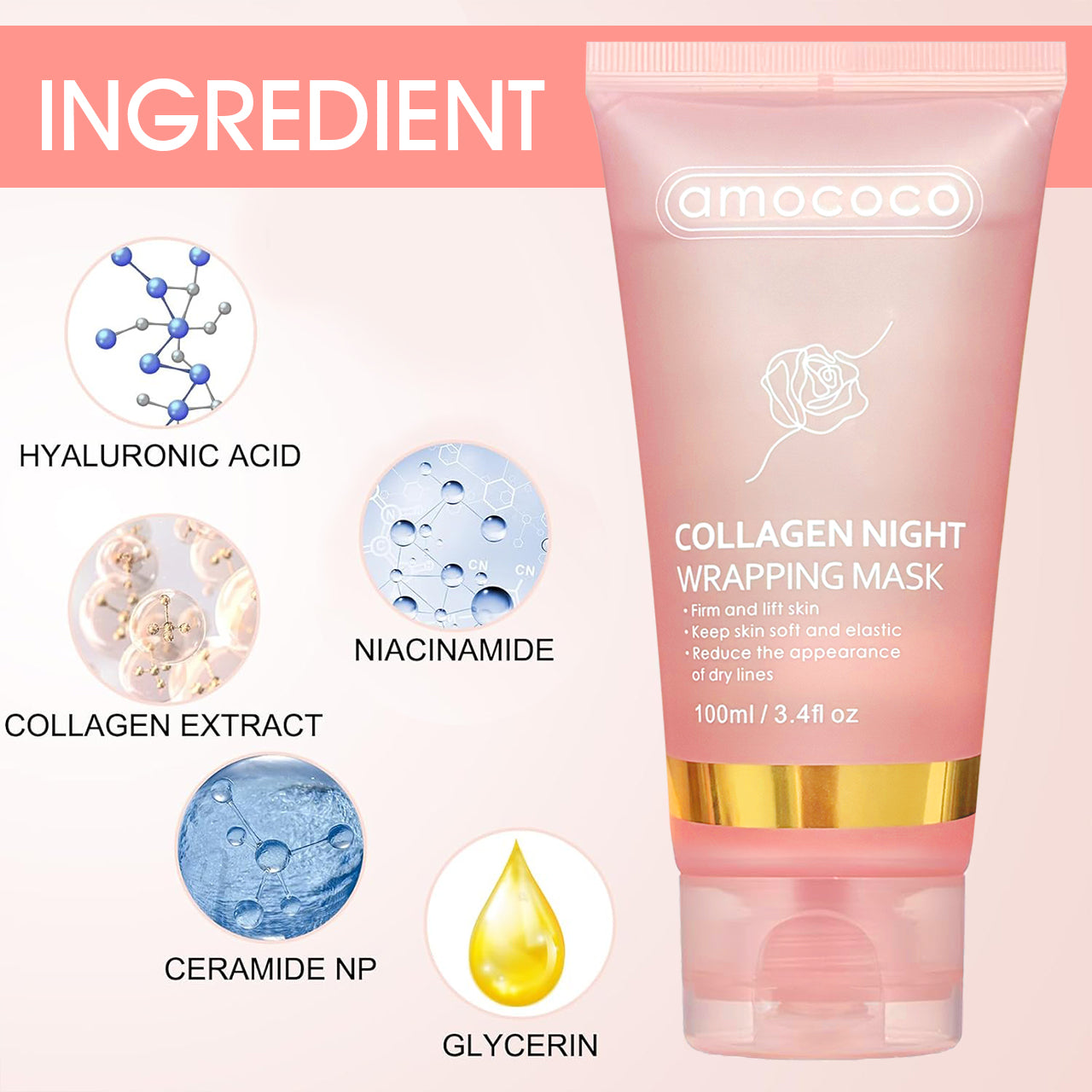 Only Supports Self Pickup With Waybill Collagen Night Wrapping Mask  Firm & Lift Skin, Keep Soft & Elastic, Reduce Dry Lines