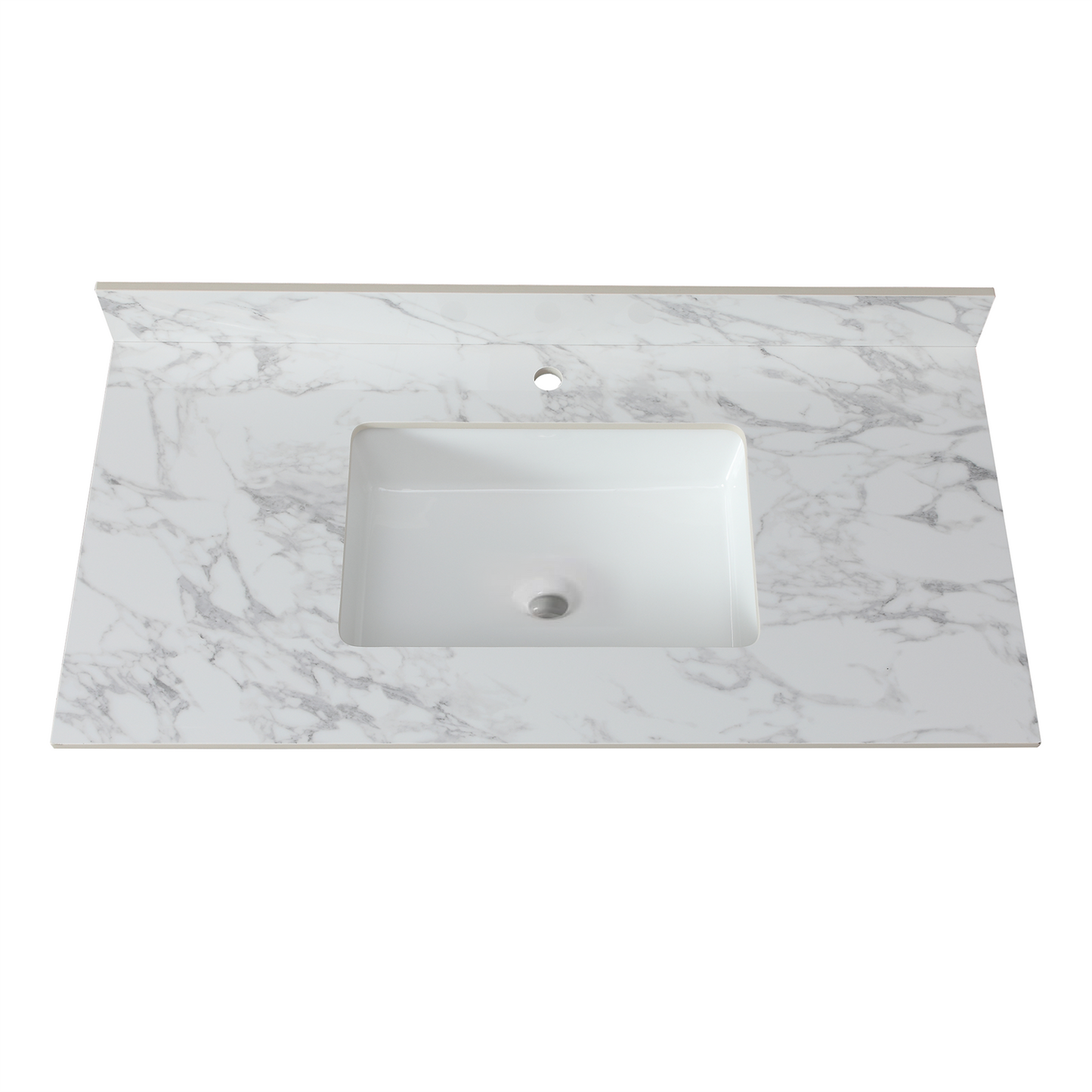 43x22Bathroom Vanity Top,sintered Stone Carra White Barthroom Vanity Sink Tops With Rectangular Undermount Ceramic Sink With Vanity Backsplash, Singe Faucet Hole Bathroom Vanity Countertop