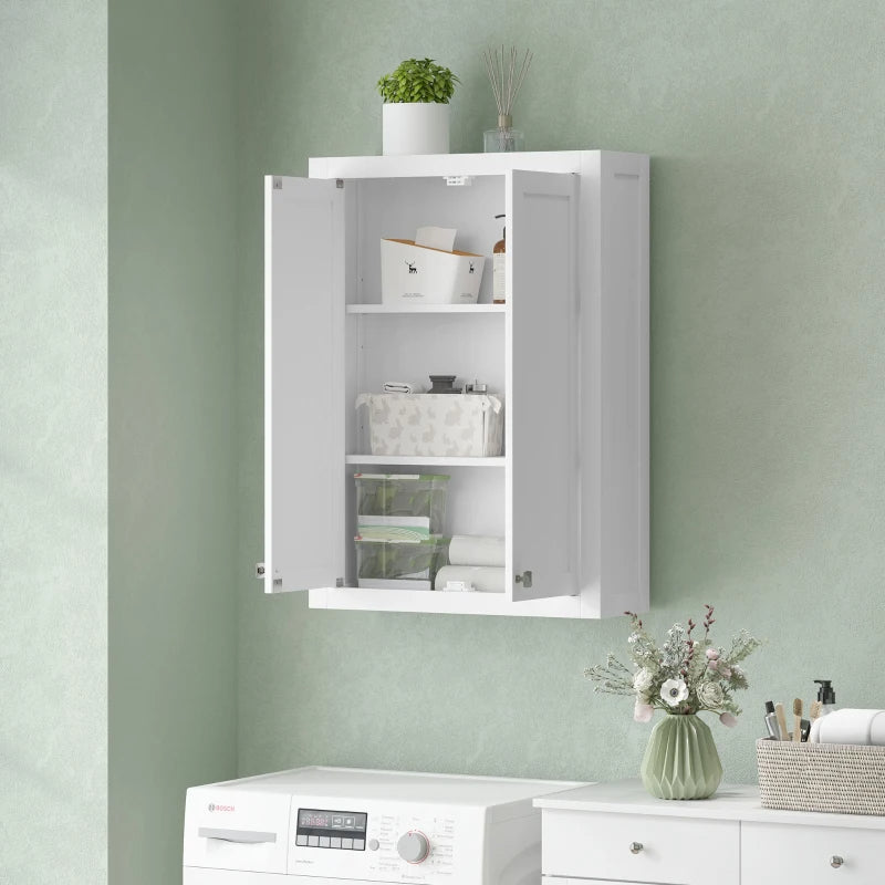 Bathroom Cabinet Wall Mounted, Modern Bathroom Wall Cabinet With 2 Doors And 2 Adjustable Shelves, White