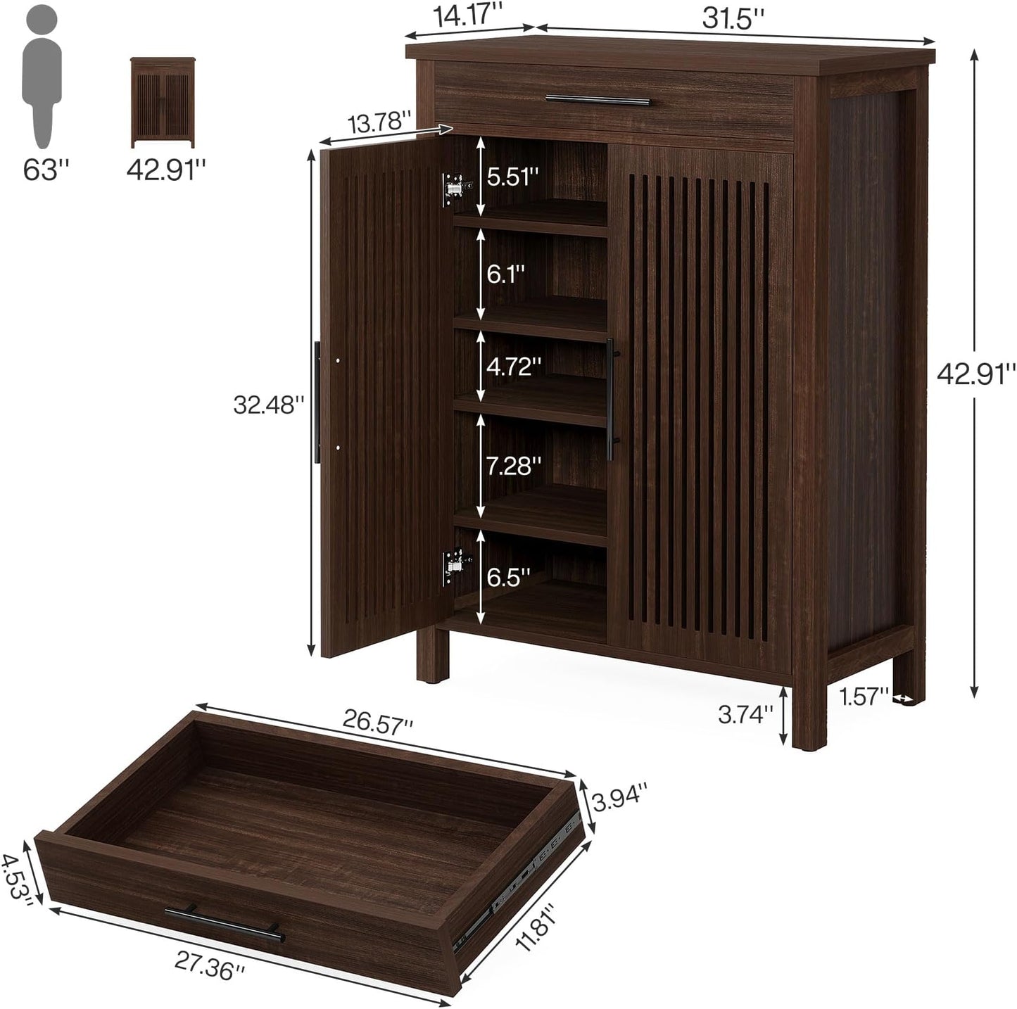 Freestanding Storage Cabinet,Shoe Cabinet,Shoe Rack Organizer