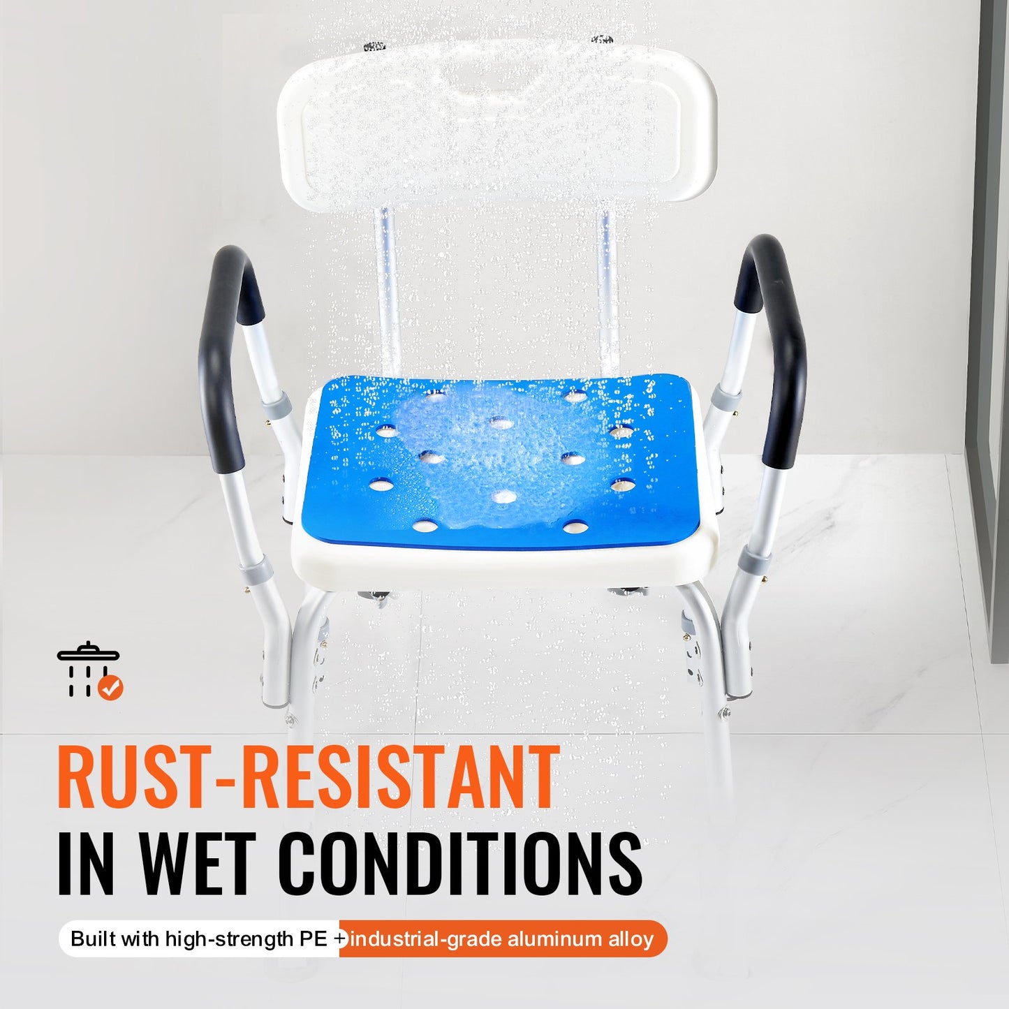 Shower Chair, 400 Lbs Capacity, Shower Seat With Back, Adjustable Height Shower Stool, Shower Chair For Inside Shower Bathtub, Non-slip Bathroom Bench Bath Chair For Elderly Disabled Handicap