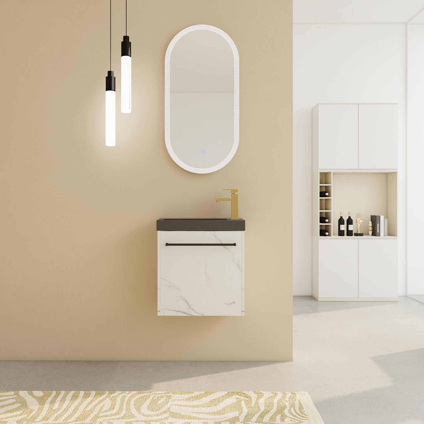 20  Floating Wall- Mounted Bathroom Vanity With Resin Sink & Soft- Close Cabinet Door