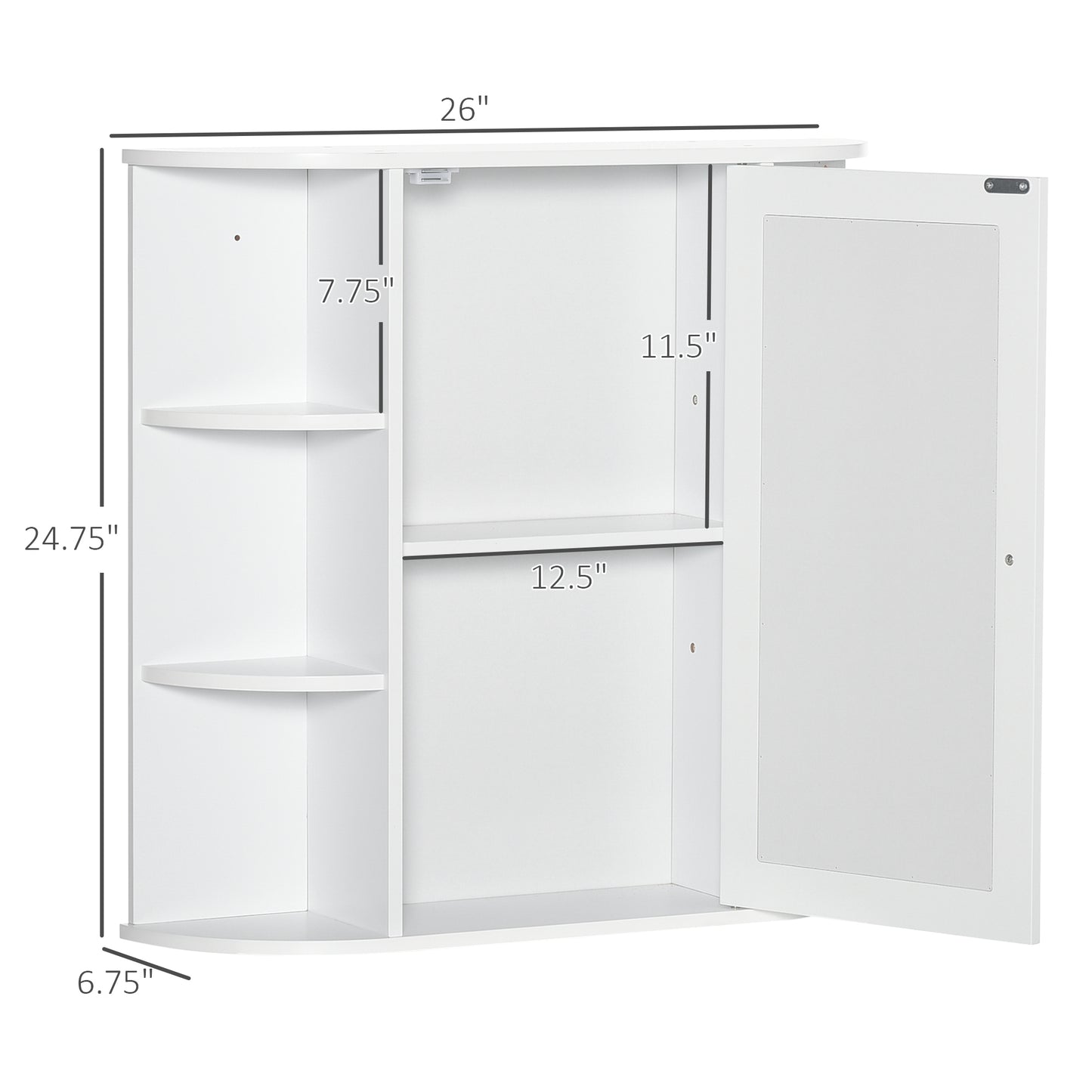 Bathroom Medicine Cabinet with Mirror, Bathroom Mirror Cabinet, Wall Mount Mirror Medicine Cabinet with Multiple Storage Shelves, White