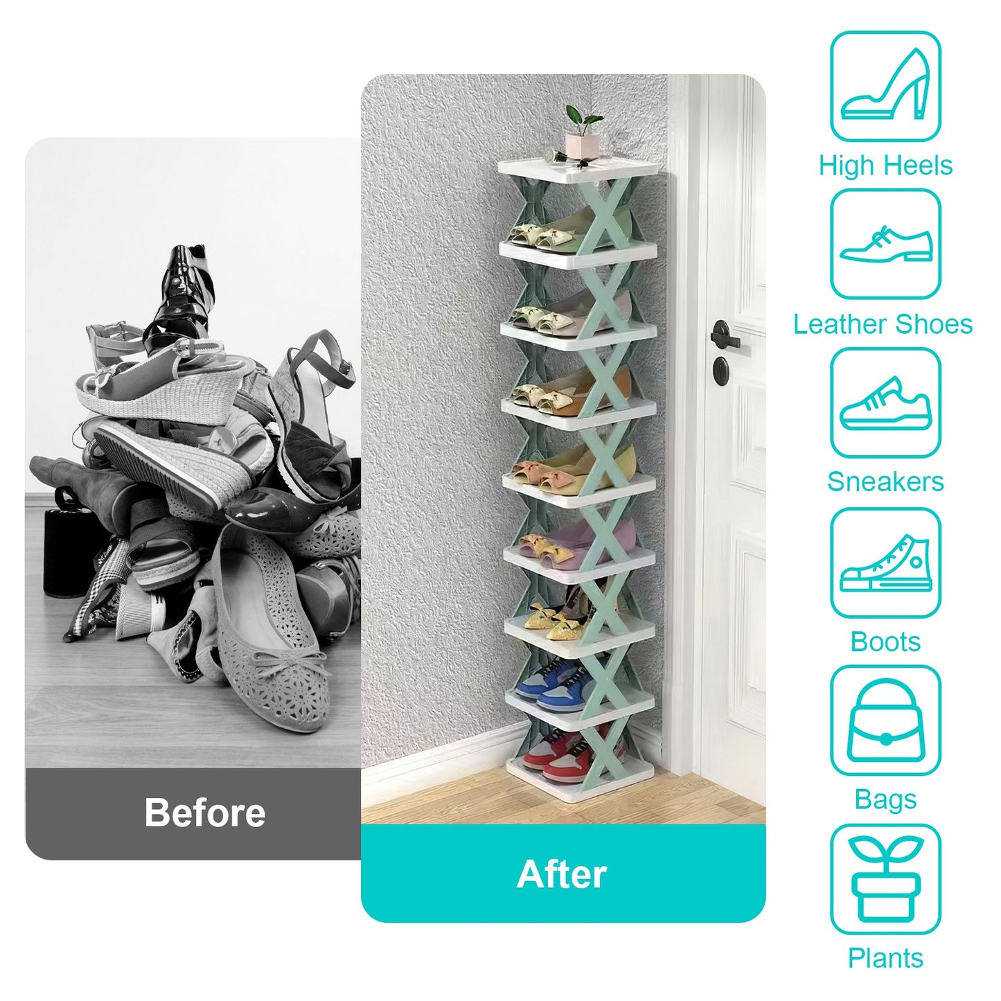 HearthSpace™ Slim Vertical Shoe Tower (Holds 9 Pairs)