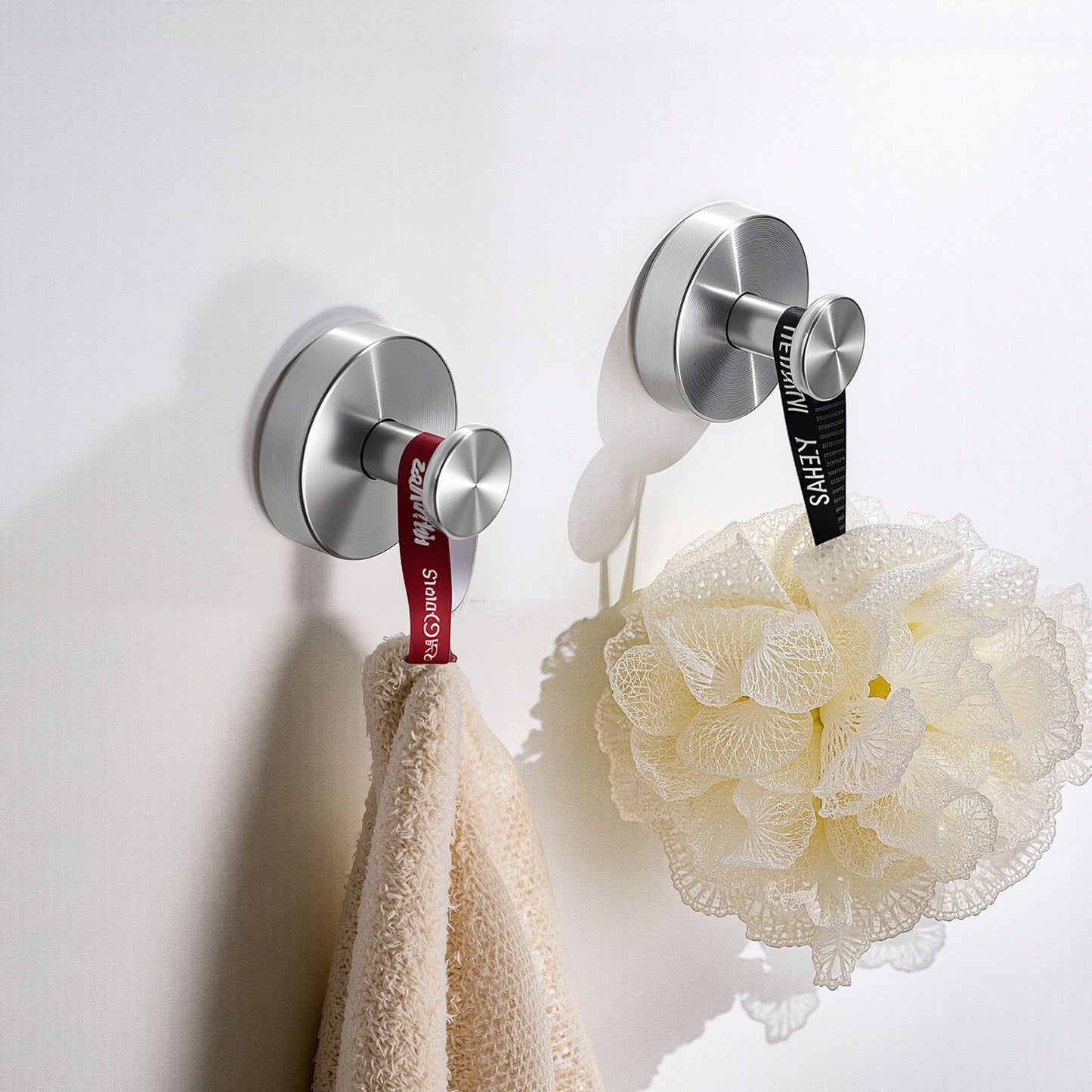 Suction Cup Hooks For Shower No Drill Stainless Steel 2-Pack Towel Hooks