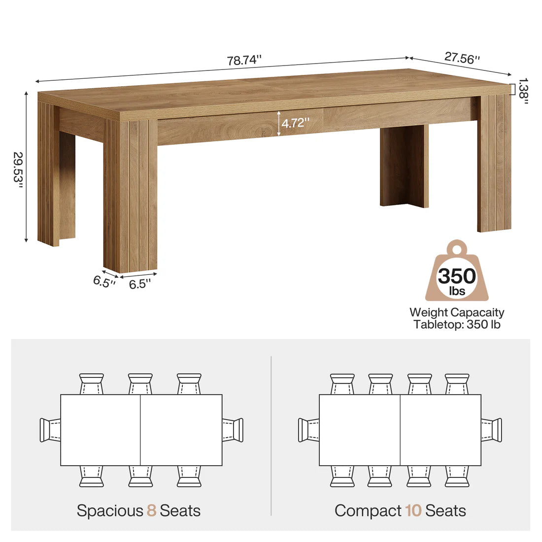 Generous Dinner Table,Kitchen Table,Home Office Desk Only Table