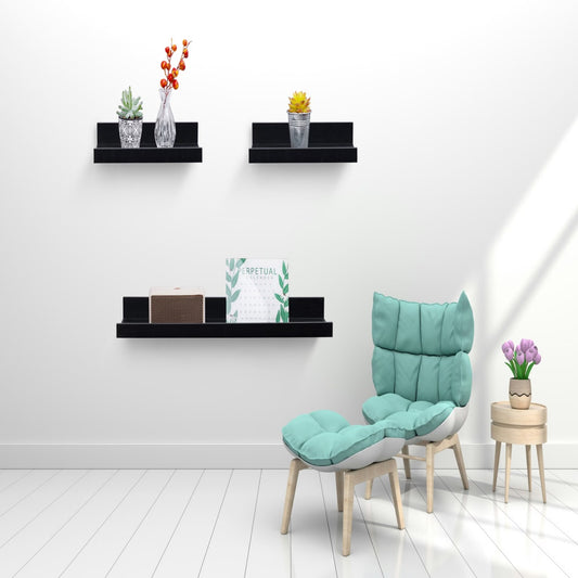 Floating Shelves  23.62 Wall Mounted Wood Shelves For Bathroom, Bedroom, Living Room, Kitchen, Hanging Shelf For Books Storage Decor With Invisible Brackets, Black