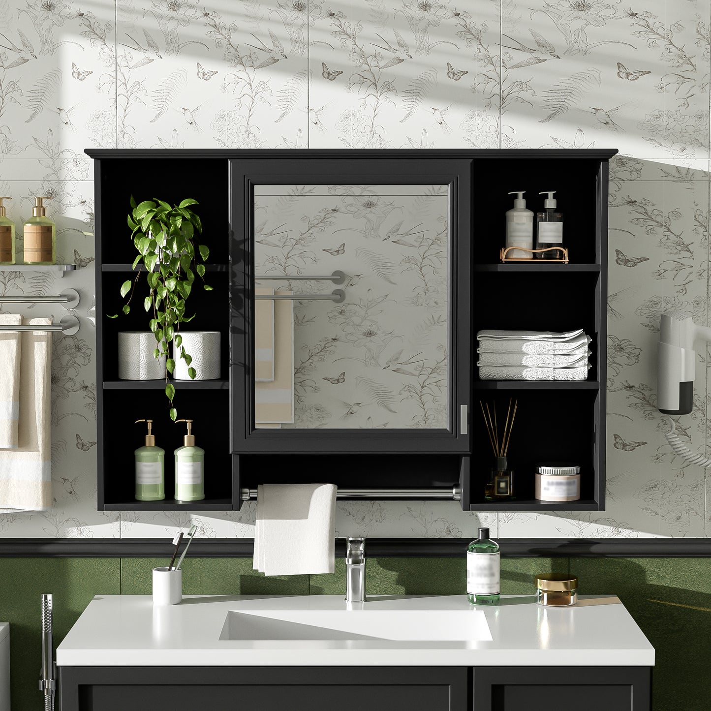 3-in-1 Bathroom Mirror Cabinet, 42 Inch Wall Mounted Medicine Cabinet With Adjustable Shelf & Soft Close Door, High-Define Mirror With Storage For Bathroom Vanity