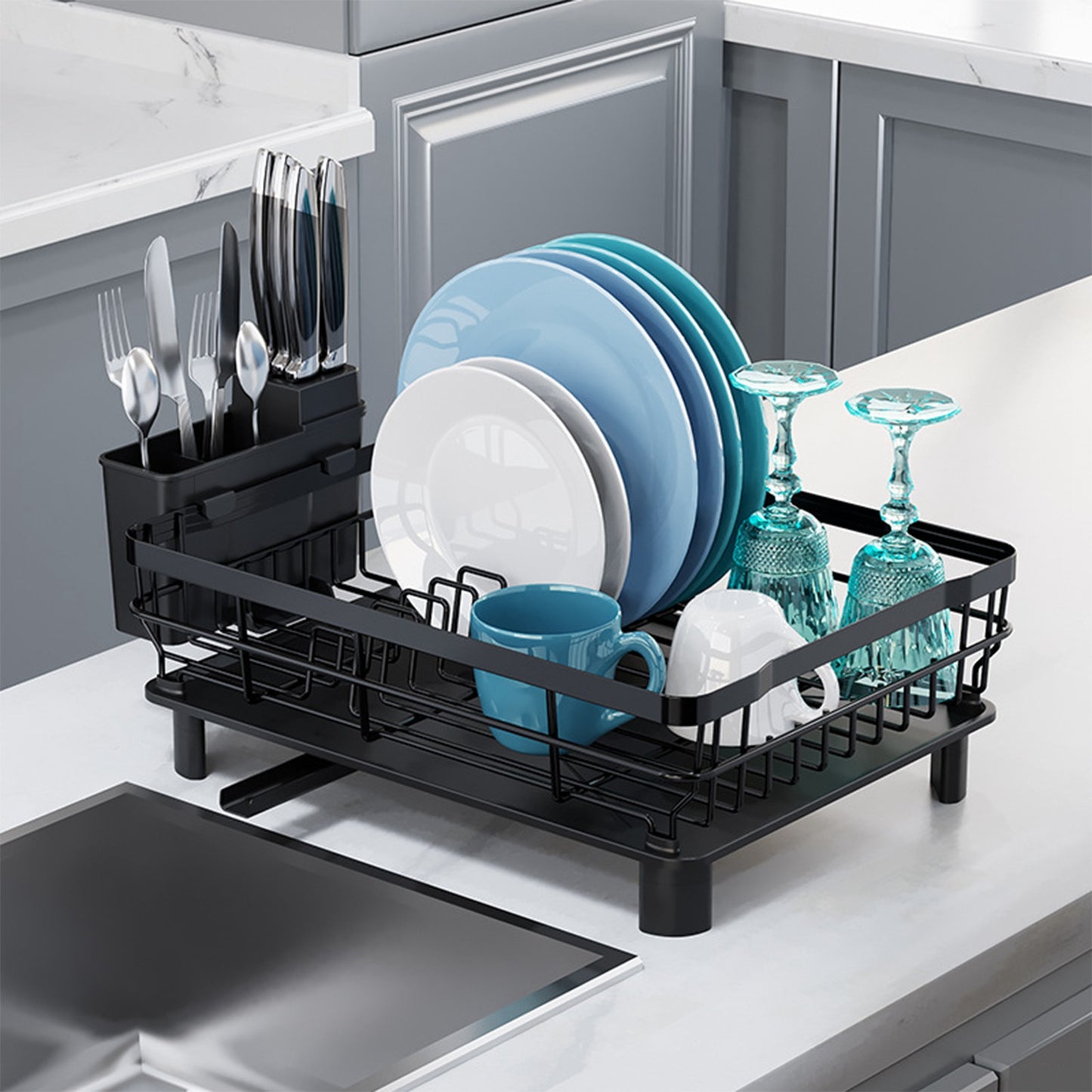 1Pc Dish Drying Rack Drain Board Utensil Holder Organizer Drainer Tableware Organizer Kitchen Countertop Storage Shelf