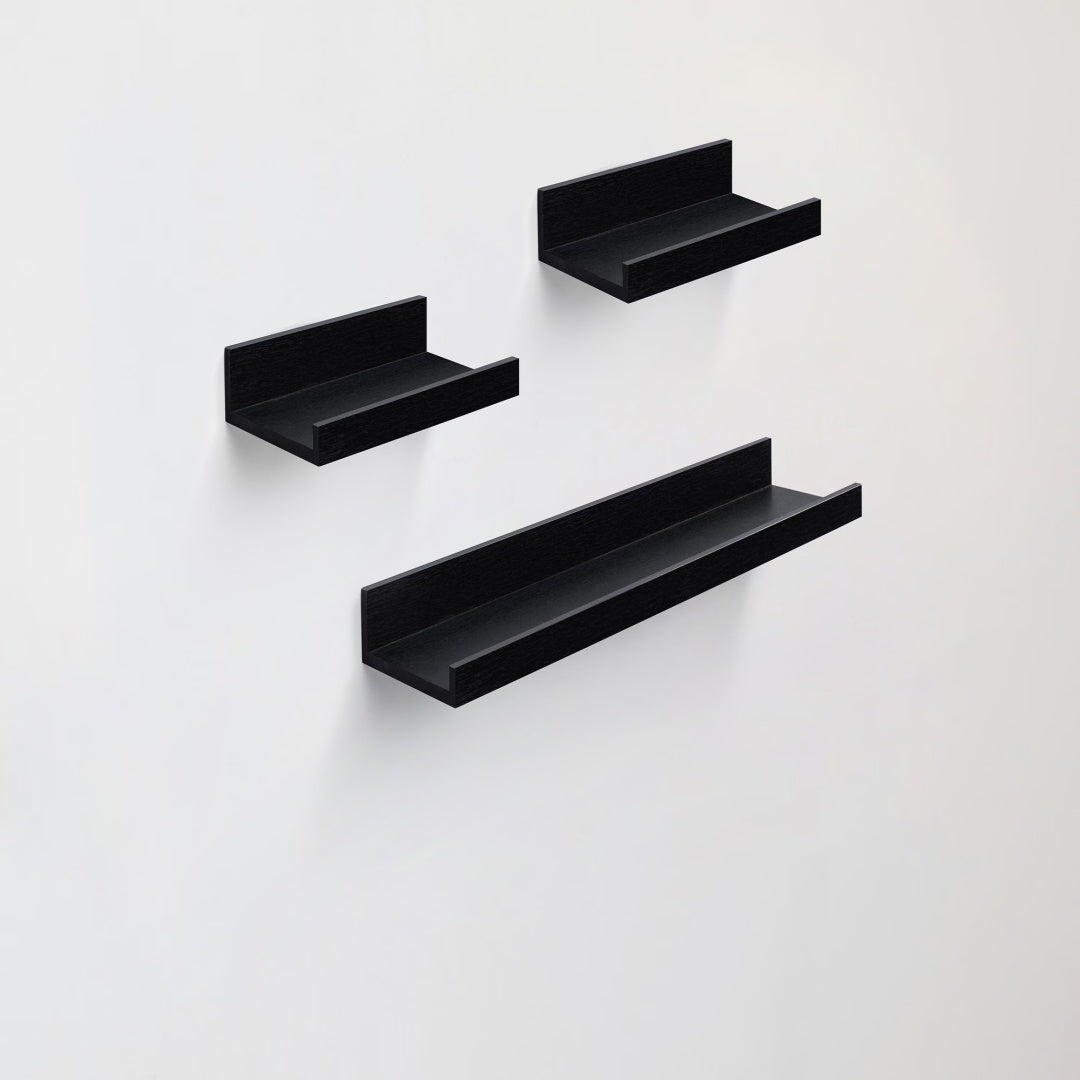 Floating Shelves  23.62 Wall Mounted Wood Shelves For Bathroom, Bedroom, Living Room, Kitchen, Hanging Shelf For Books Storage Decor With Invisible Brackets, Black