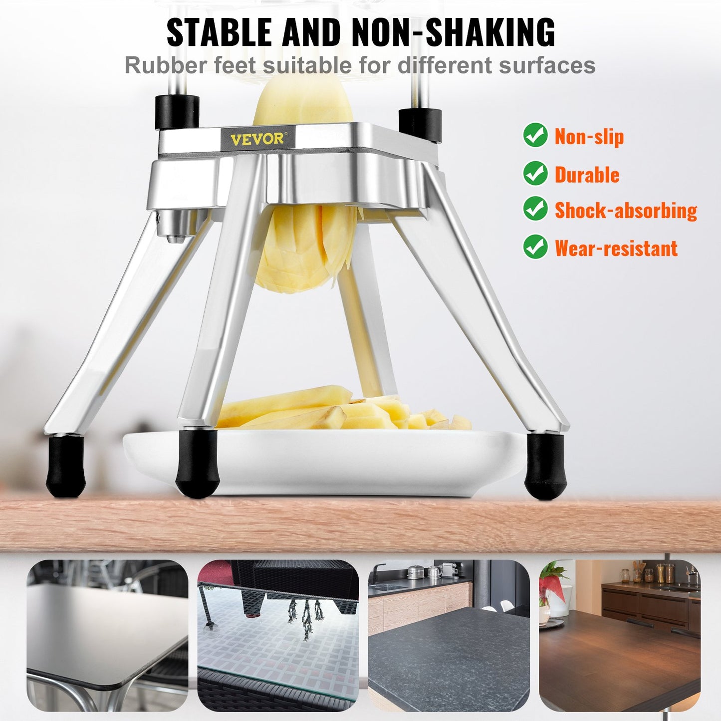 Commercial Vegetable Fruit Chopper 1/4' Blade Heavy Duty Professional Food Dicer Kattex French Fry Cutter Onion Slicer Stainless Steel For Tomato Peppers Potato Mushroom