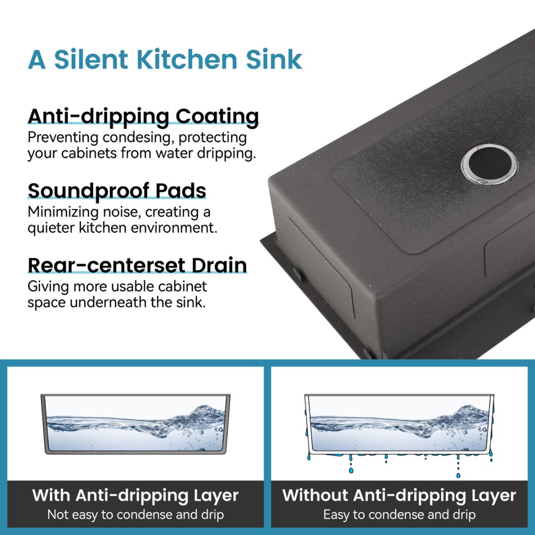 Stainless Steel Kitchen Sink, Single Bowl, Undermount Handmade Sink In Black, With Cutting Board, Colander