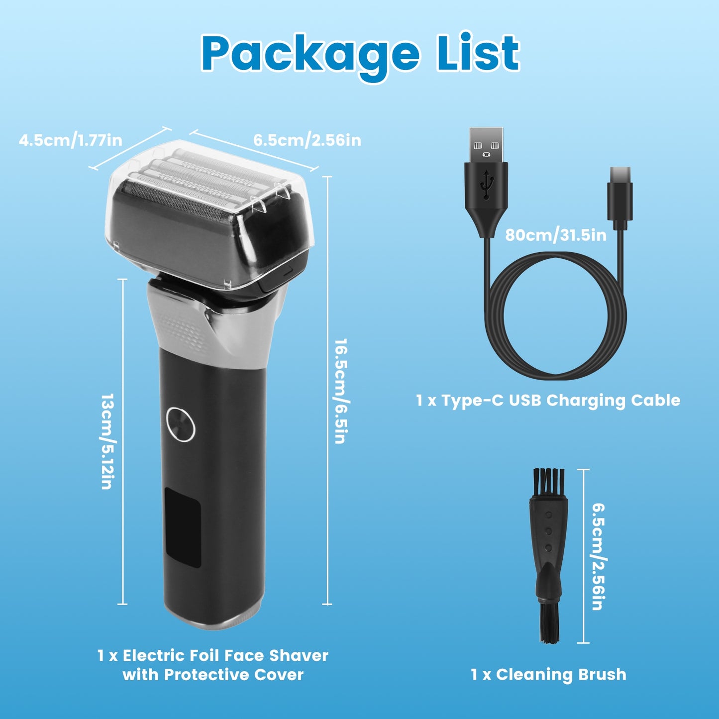 Electric Foil Face Shaver 5-Blade Electric Razor For Men Wet & Dry Jawline Beard Trimmer Precision Sideburn Shavers IPX6 Waterproof With LED Display Cleaning Brushes
