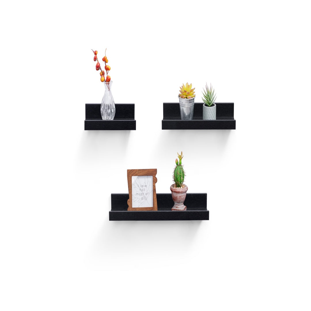 Floating Shelves  18.11 Wall Mounted Wood Shelves For Bathroom, Bedroom, Living Room, Kitchen, Hanging Shelf For Books Storage Decor With Invisible Brackets, Black