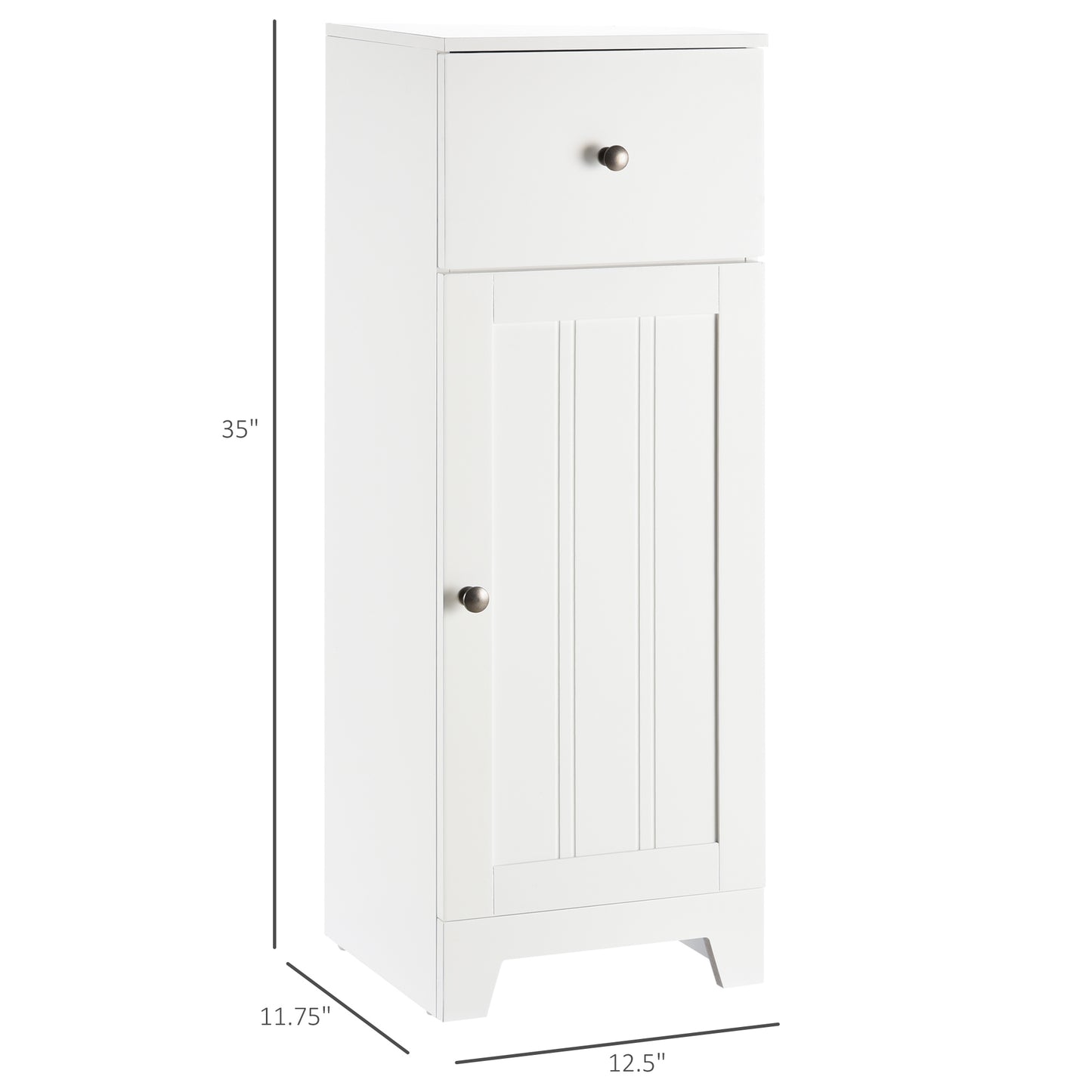 Short Bathroom Storage Cabinet, Cabinet Organizer with 1 Drawer and Adjustable Shelf for Living Room, White