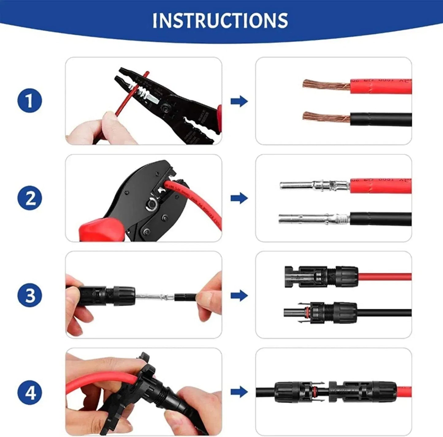 Male Female Solar Cable Connectors For DIY Solar Panel US