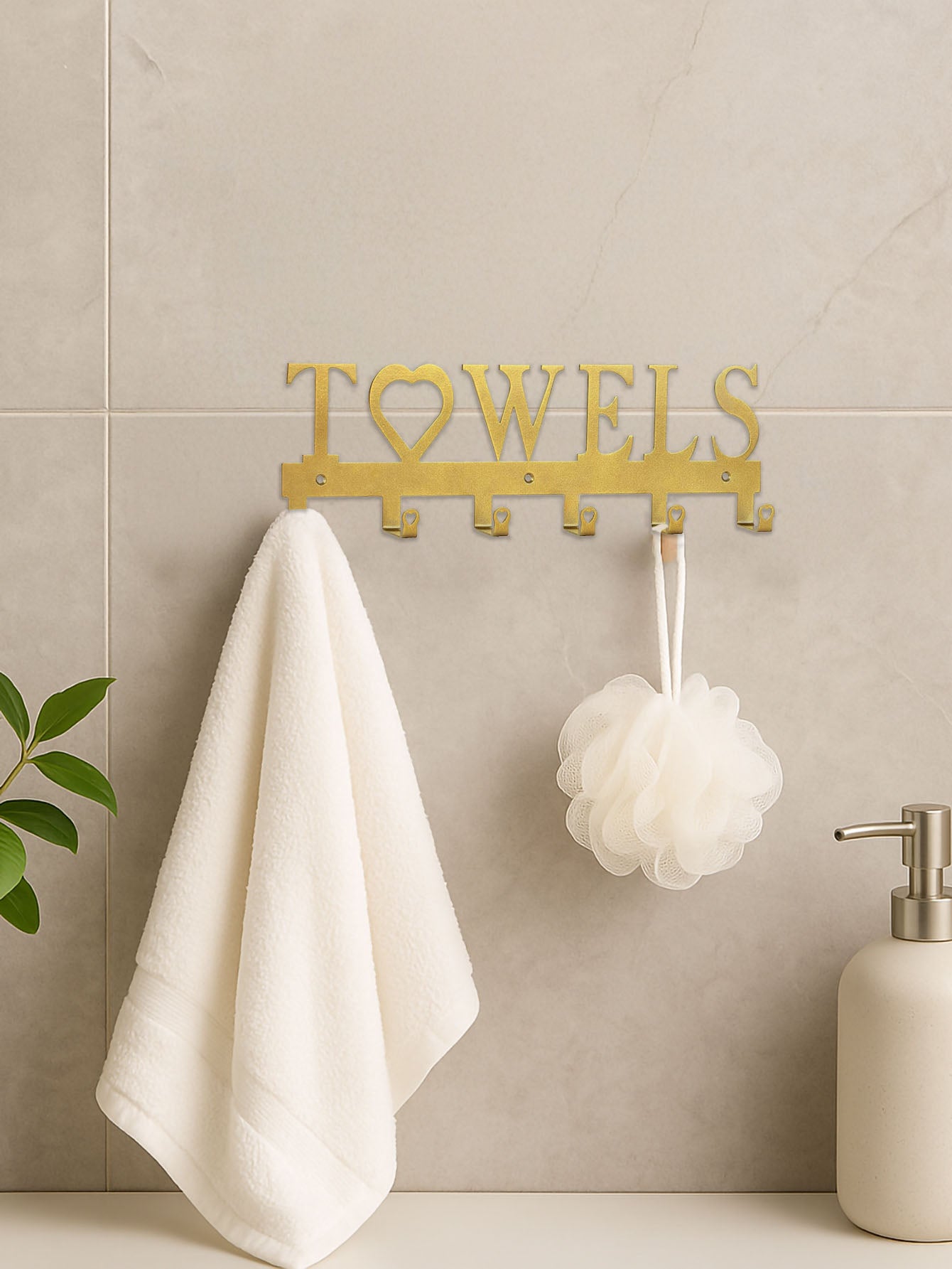 Metal Wall-Mounted Towel Hook,6-Hook Space-Saving Storage With Sturdy Row Design