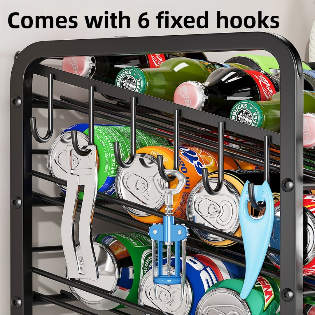 3-layer Can Rack With Hooks