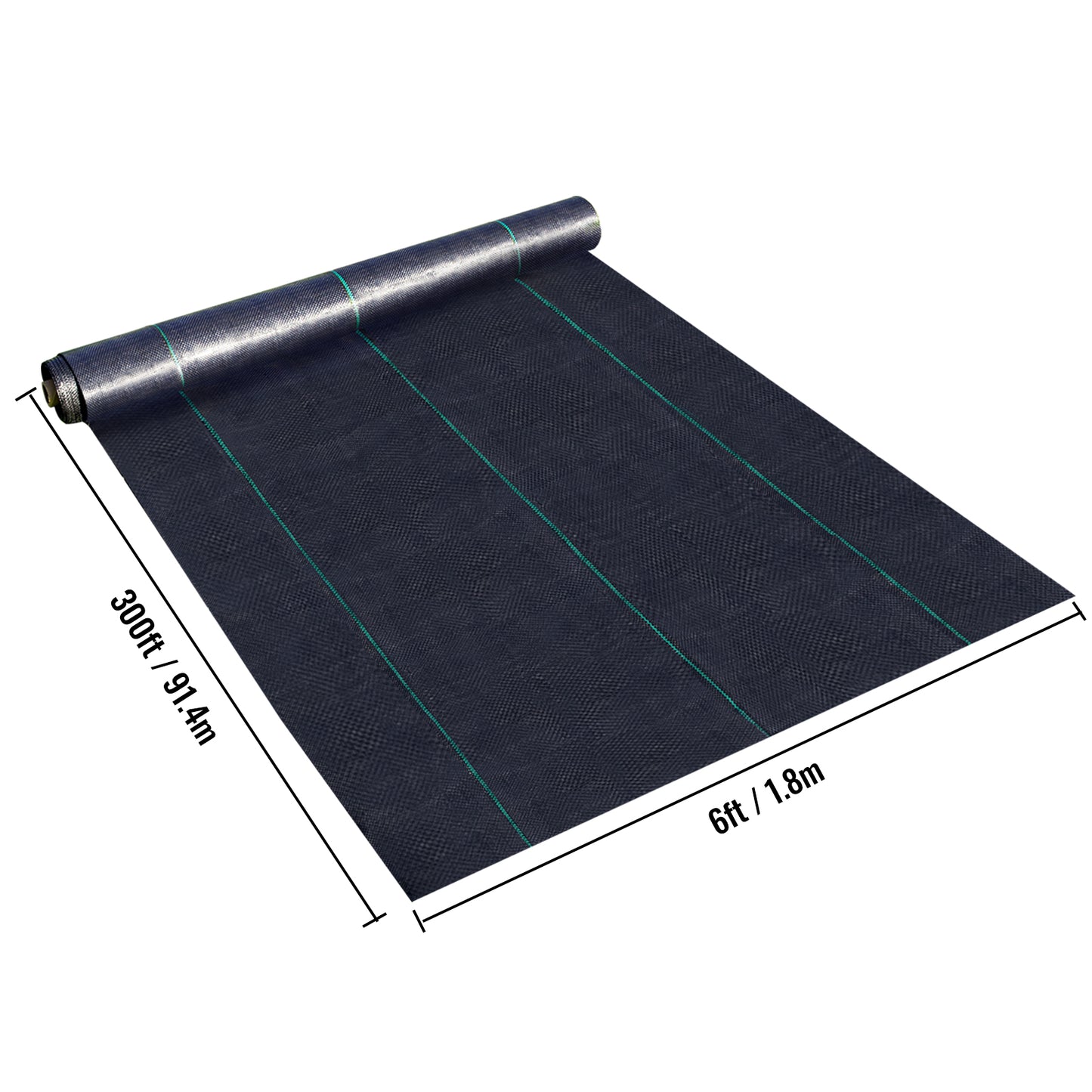 VEVOR 6FT300FT Premium Weed Barrier Fabric Heavy Duty 2.4OZ, Woven Weed Control Fabric, High Permeability Good For Flower Bed, Geotextile Fabric For Underlayment, Polyethylene Ground Cover