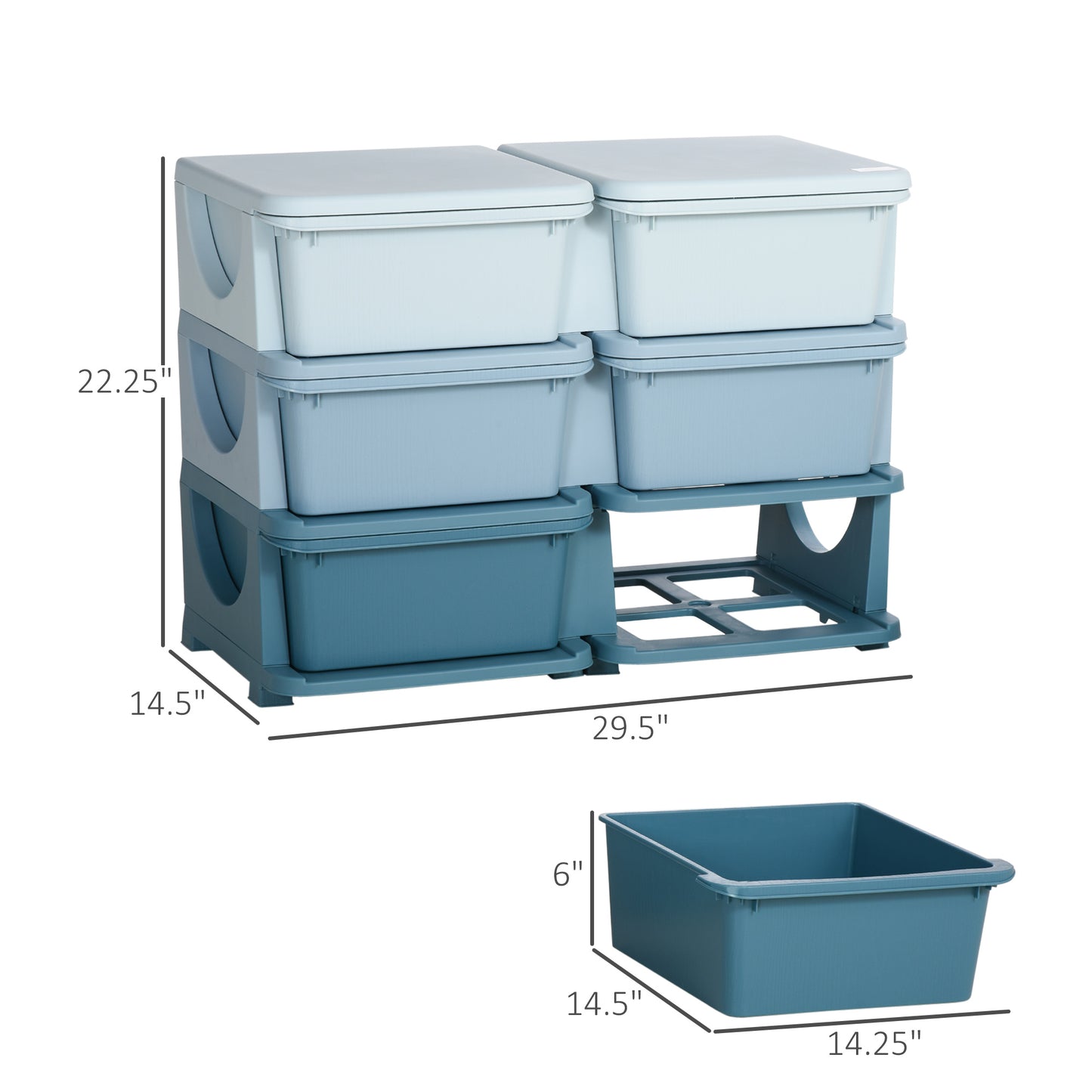 3 Tier Kids Storage Unit, Toy Organizers and Storage with 6 Drawer Chest for Kids Bedroom Nursery Kindergarten Living Room for Boys Girls Toddlers, Blue