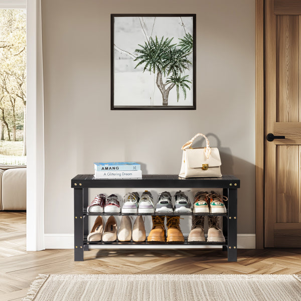 3-Tier Seamless Top Bamboo Shoe Rack