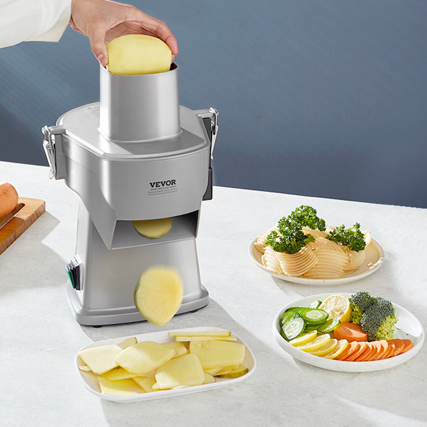 Electric Vegetable Slicer, 4 In 1 Multifunctional Food Cutter, 200W Vegetable Chopper For Slicing Shredding Dicing And Slitting, With Cut-Resistant Gloves, For Commercial And Home Use