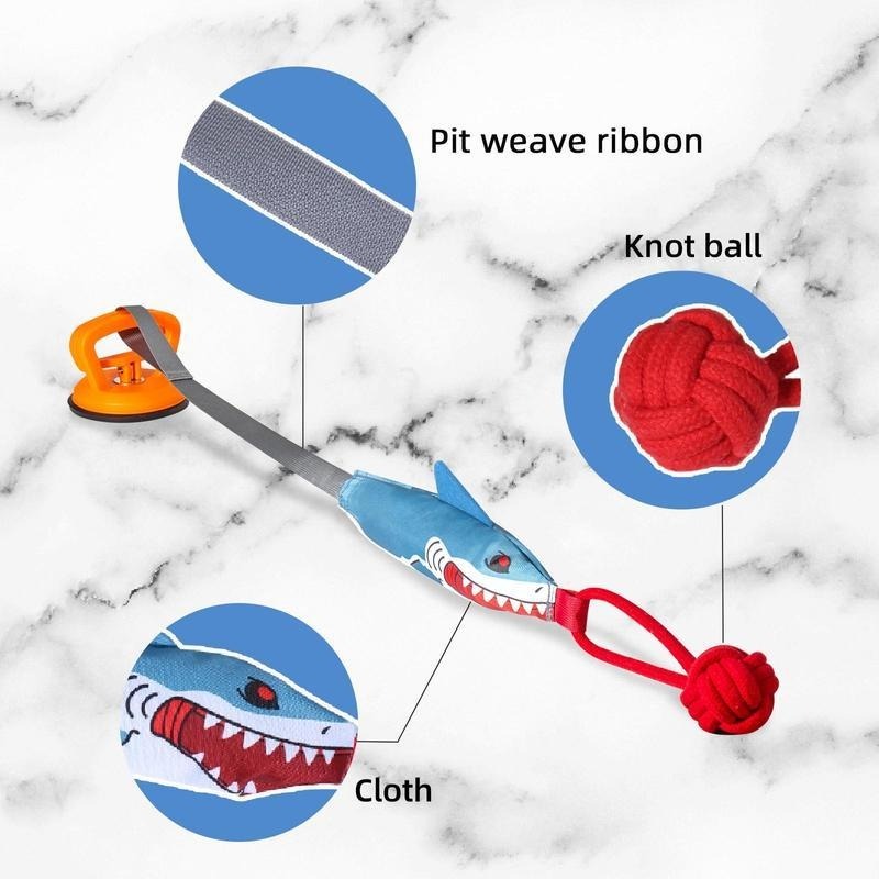 PROKEl Shark Shaped Pet Toy, Interactive TwineToy Ball Dog Toy With Suction Cup, Pet Chew ToyFor Dogs & Cats Funny Dogtoys Squeaky Toys Dogtraining Rope Toy