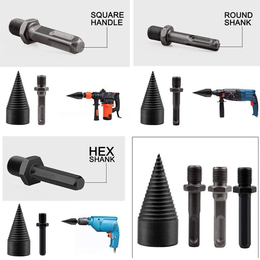 4 PCS Wood Splitting Drill Bit Kit - Splitting Chisel Woodworking Splitting Cone Household Electric Drill Hand Drill Impact Drill Splitting Bit Water Drill Bit For Home Use With Ease